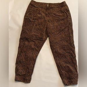 Anthropologie Spotted animal Print baggy pant cotton velvet; pleated jogger